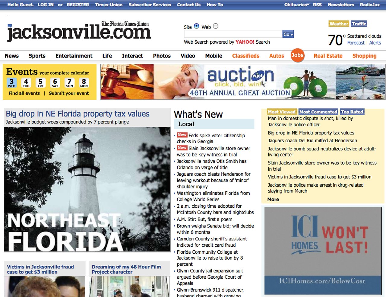 Screenshot of a news website, Jacksonville.