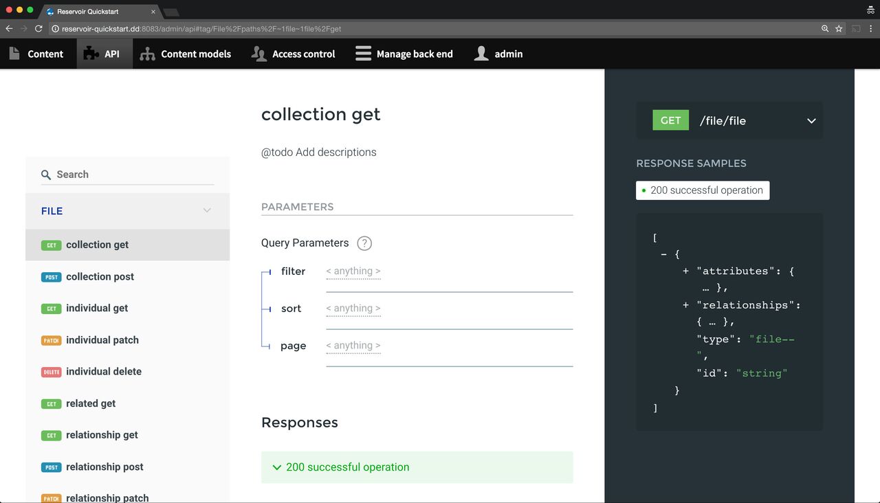 Reservoir API documentation