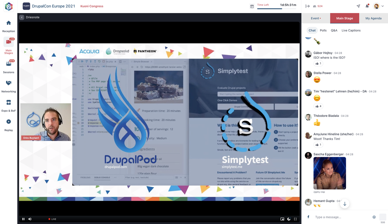 A slide promoting DrupalPod and Simplytest
