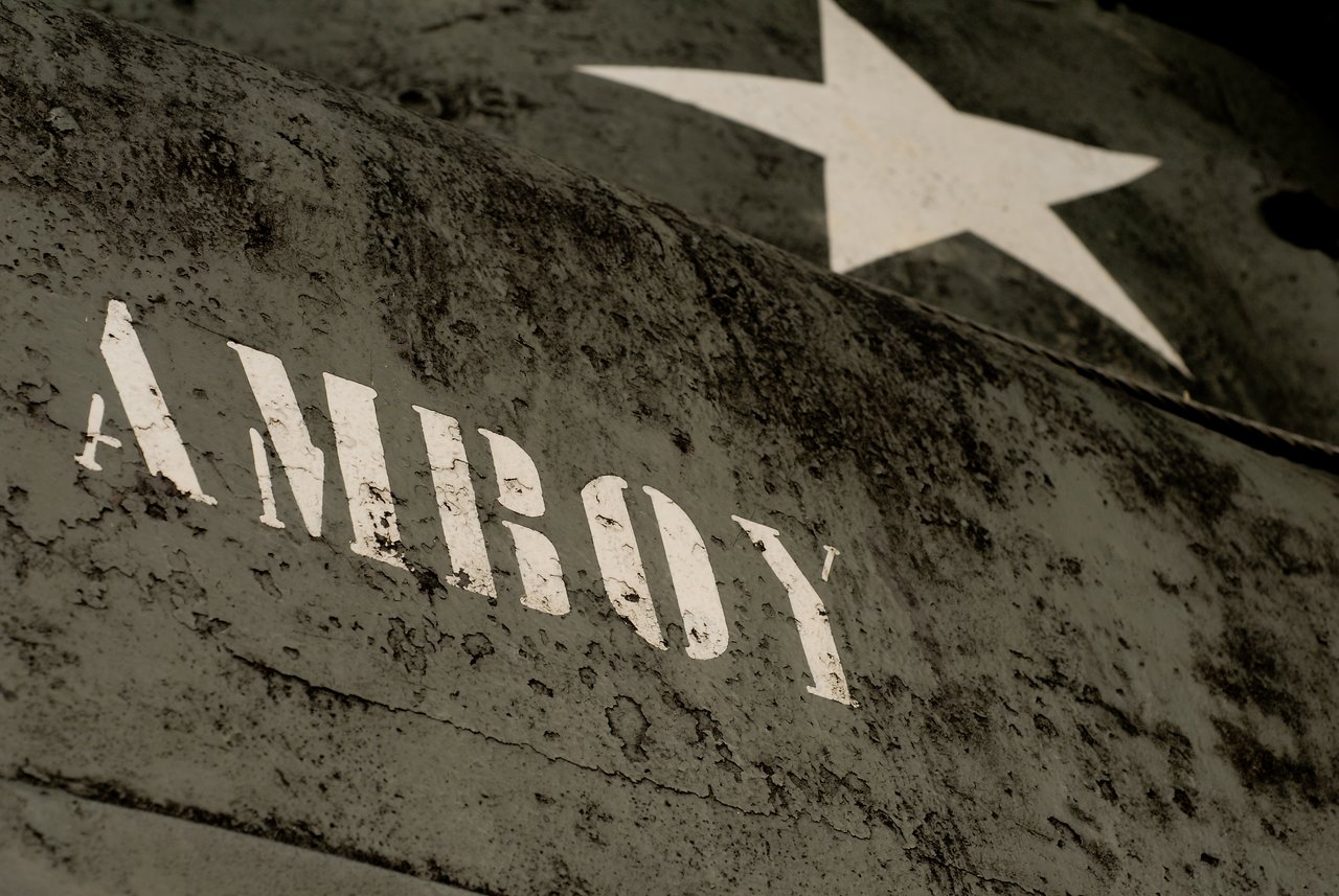 Close-up of a weathered U.