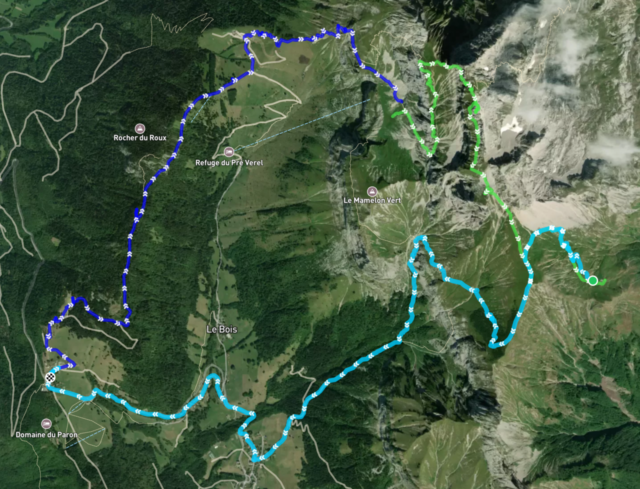 A topographical map of our hike to Tournette and back.