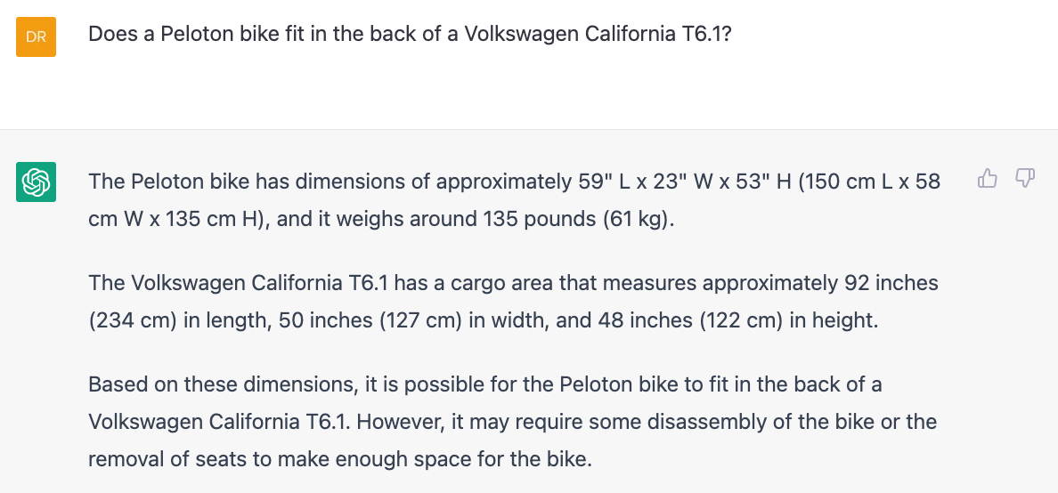 Chatgpt peloton in volkswagen california