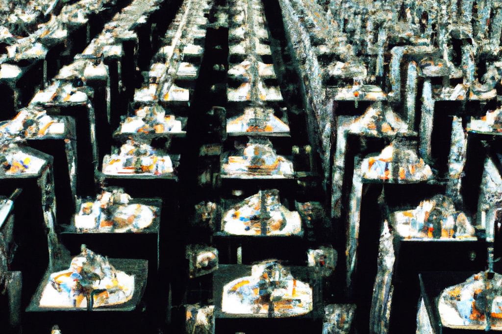 An artistic rendering of an endless amount of servers stretching into the horizon.