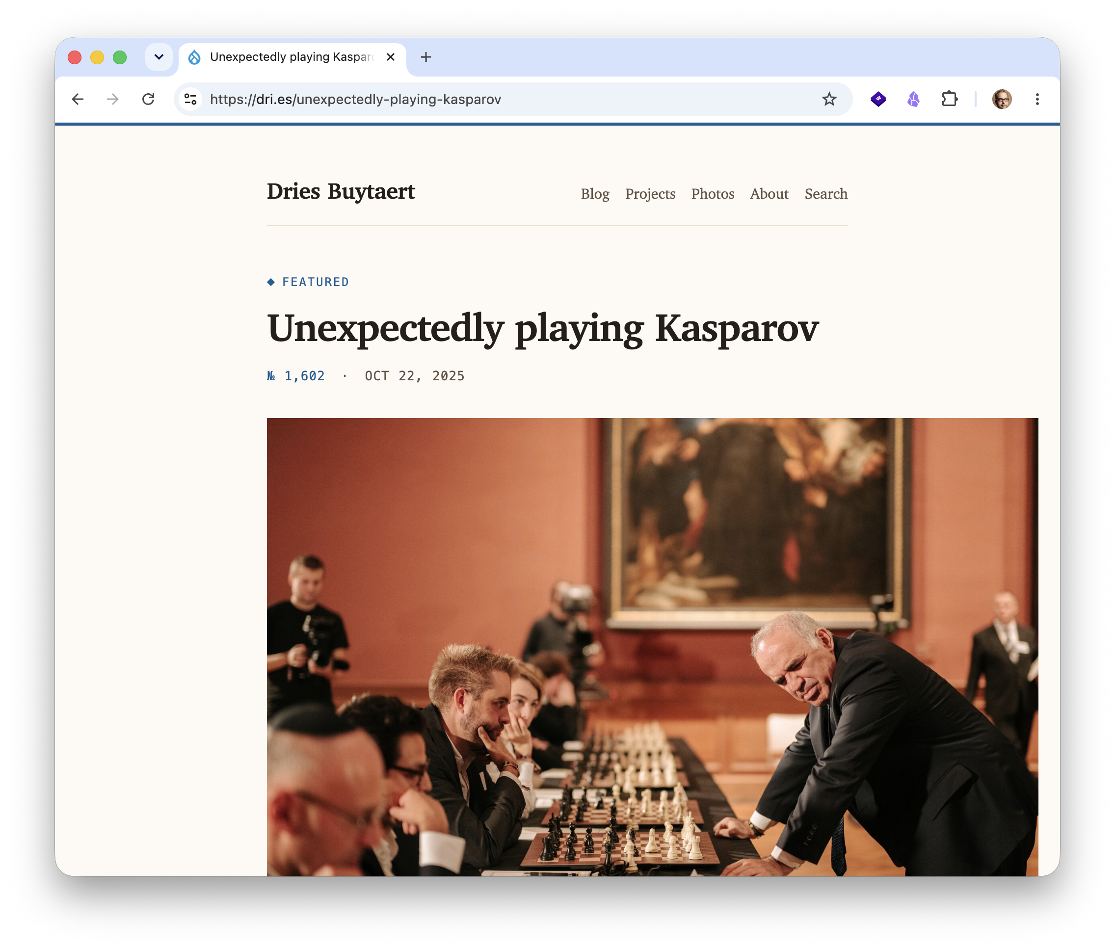 Screenshot of a blog post in the new dri.es design.
