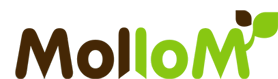 Mollom logo with stylized text in brown and green, featuring a small leaf design on the letter "M.