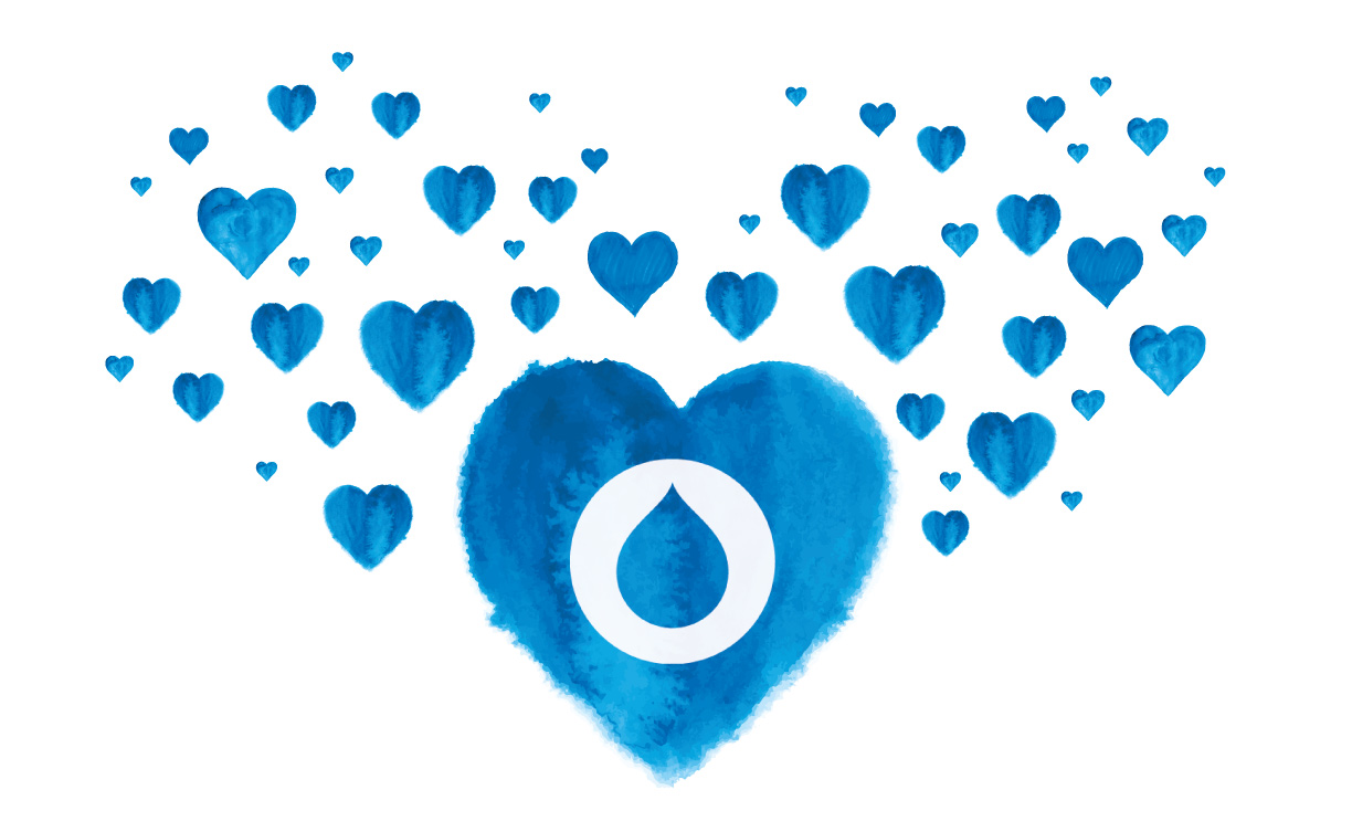 Dozens of blue hearts