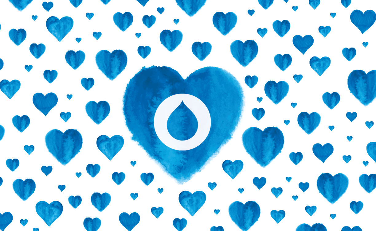 Hundreds of blue hearts