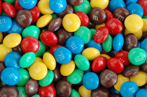 A close-up of colorful m&amp;m's