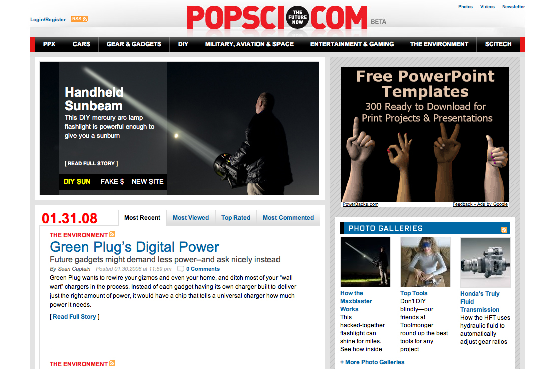 A man holds a DIY mercury arc lamp flashlight, shining a bright beam of light in a dark environment.