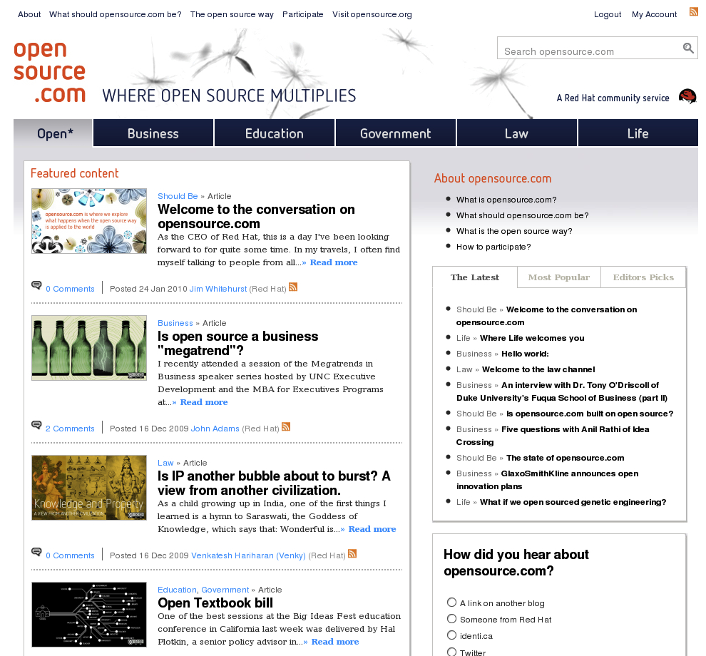 A webpage from OpenSource.