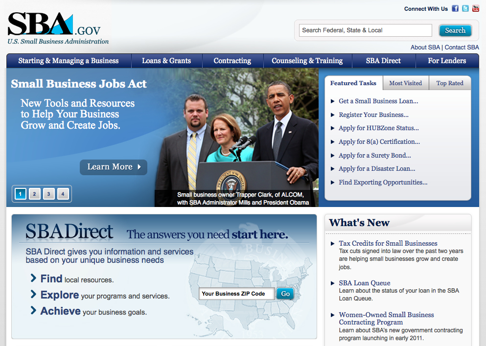 Screenshot of the SBA.