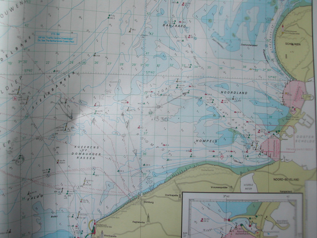 A nautical chart showing water depths, navigation markers, and coastal details near Ramsgate and surrounding areas.